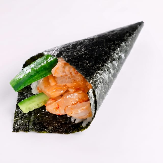 Spicy Scallop Hand Roll.